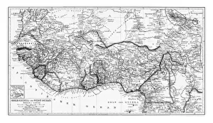 Old chromolithograph map of Upper Guinea and West Sudan - West Africa