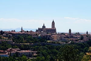 Images Dated 28th July 2015: Old city Skyline, Cathedral and City Wall, Segovia, Spain