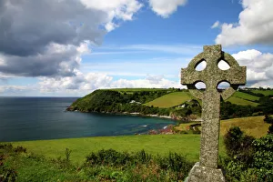 Cultural Image Gallery: Old cross in coastal landscape