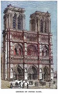 Prints of Copyright has expired on this artwork. From my own archives, digitally restored. Cathédrale Notre-Dame de Paris, (Our Lady of Paris) - French Gothic architecture Discover the beauty and mystery of the medieval era: Old engraved illustration of Cathédrale Notre Dame de Paris