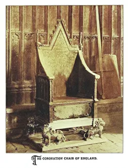 Editor's Picks: Old engraved illustration of The Coronation Chair, Westminster Abbey, England, United Kingdom