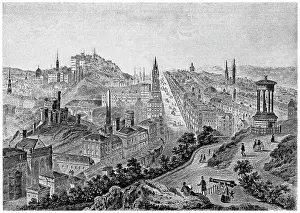 Old engraved illustration of Edinburgh, Capital of Scotland