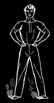 Old engraved illustration of Hygienic Gymnastics, healthy lifestyle - leg, body and arm exercises