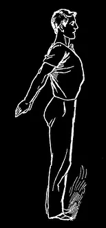 Old engraved illustration of Hygienic Gymnastics, healthy lifestyle - leg, body and arm exercises