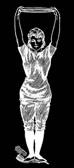 Prints of Antique Illustration, Copyright has expired on this artwork. From my own archives, digitally restored Hygienic Gymnastics Illustration Prints: Old engraved illustration of Hygienic Gymnastics, healthy lifestyle - hoop exercises