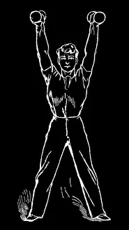 Prints of Antique Illustration, Copyright has expired on this artwork. From my own archives, digitally restored Hygienic Gymnastics Illustration Prints: Old engraved illustration of Hygienic Gymnastics, healthy lifestyle - dumbbell exercises