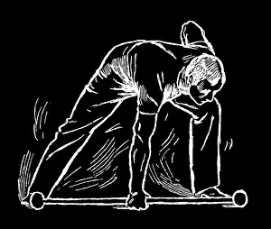 Prints of Antique Illustration, Copyright has expired on this artwork. From my own archives, digitally restored Hygienic Gymnastics Illustration Prints: Old engraved illustration of Hygienic Gymnastics, healthy lifestyle - barbell exercises