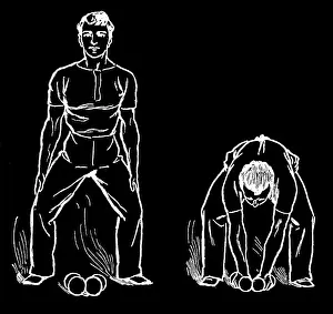 Prints of Antique Illustration, Copyright has expired on this artwork. From my own archives, digitally restored Hygienic Gymnastics Illustration Prints: Old engraved illustration of Hygienic Gymnastics, healthy lifestyle - dumbbell exercises