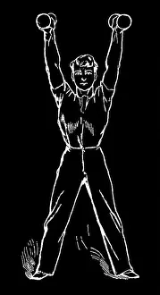 Prints of Antique Illustration, Copyright has expired on this artwork. From my own archives, digitally restored Hygienic Gymnastics Illustration Prints: Old engraved illustration of Hygienic Gymnastics, healthy lifestyle - dumbbell exercises