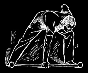 Prints of Antique Illustration, Copyright has expired on this artwork. From my own archives, digitally restored Hygienic Gymnastics Illustration Prints: Old engraved illustration of Hygienic Gymnastics, healthy lifestyle - barbell exercises