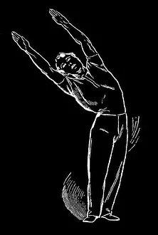 Old engraved illustration of Hygienic Gymnastics, healthy lifestyle - leg, body and arm exercises