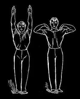 Prints of Antique Illustration, Copyright has expired on this artwork. From my own archives, digitally restored Hygienic Gymnastics Illustration Prints: Old engraved illustration of Hygienic Gymnastics