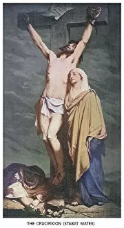 World Religion Gallery: Old engraved illustration of the Lord Jesus Christ on the Cross, The crucified Jesus