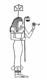 Ancient Egyptian Gods and Goddesses Gallery: Old engraved illustration of Seshat, ancient Egyptian goddess