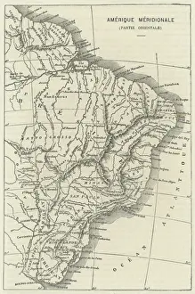 Old engraved map of Brazil, South America