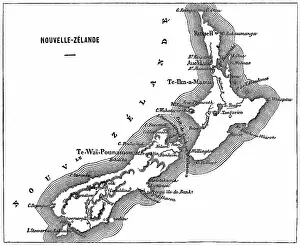 Old engraved map of New Zealand Islands