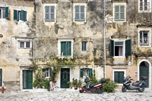 Images Dated 25th September 2015: Old facades in Corfu Town, Corfu Island, Greece