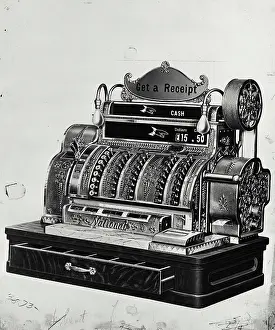 Shopkeeper Prints: Old Fashioned Cash Register in 3/4 view