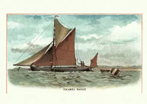 Images Dated 12th March 2017: Old fashioned Thames Barge, Boat, 19th Century