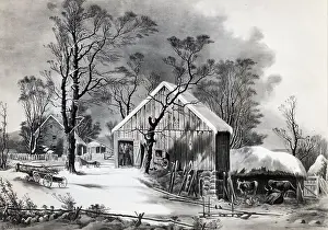Pastoral Prints: The Old Homestead in Winter after George Henry Durrie