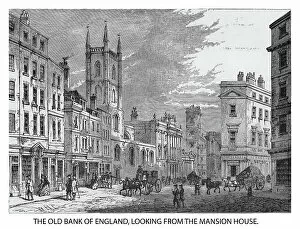 The Magical World of Illustration Gallery: Old illustration of the Old Bank of England, looking from the Mansion House, London, England