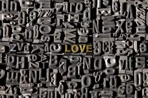 Images Dated 24th February 2012: Old lead type forming the words love