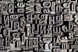 Text Collection: Old lead type for letterpress printing