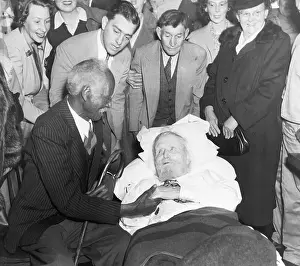Missouri Prints: Old Man Shakes Older Man'S Hand (In Bed)