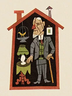Art Illustrations Gallery: Old Man in Tiny House