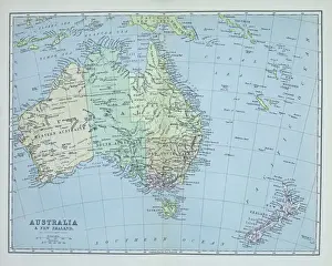 Old map of AUSTRALIA continent Published 1894. Antique Illustration