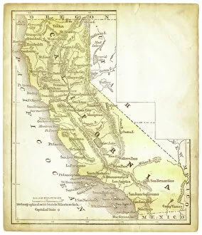 Images Dated 27th July 2016: Old map of California 1856