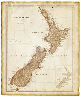 Images Dated 22nd January 2015: Old map of New Zealand and Tasmania 1899
