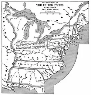 Battle Maps and Plans Gallery: Old map of Territory of United States at the close of the Revolution