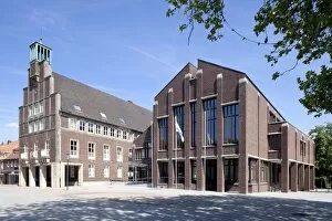 Images Dated 12th August 2012: Old and new town hall, Ahaus, Munsterland, North Rhine-Westphalia, Germany