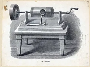 Gramophone Prints: Old Phonograph with No Sound Horn