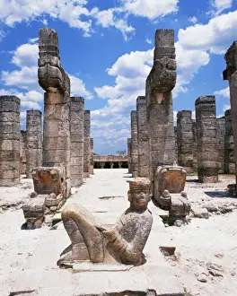Toughness Prints: Old ruins in Pre-Hispanic City of Chichen-Itza in Mexico