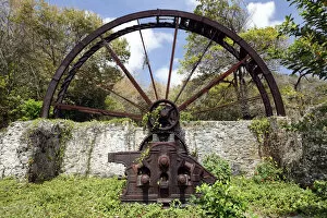 Images Dated 6th September 2014: Old sugar cane mill, mill wheel, rusted, Trinidad and Tobago