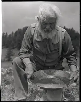 Black Hills Prints: Old-Time Gold Prospector with Pan in Hands