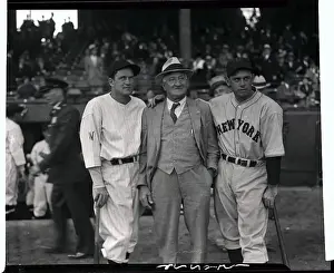 Honus Wagner Prints: Old Timer Honus Wagner Posing With Notable Players