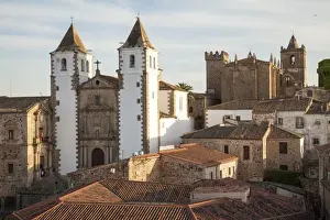 Extremadura Prints: Old town of Caceres with the San Francisco Javier church on the background