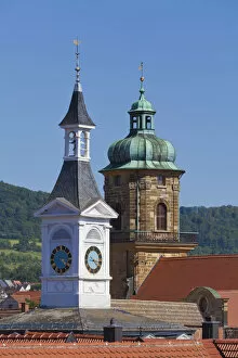 Old Town Hall and the Protestant town church, Aalen, Baden-Wuerttemberg, Germany, Europe