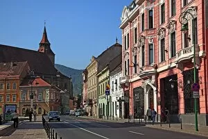 Centre Collection: In the old town on Piata Sfatului Square, view of the Black Church, Biserica Neagra, Brasov