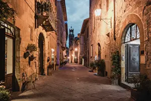 The old town of Pienza at dusk