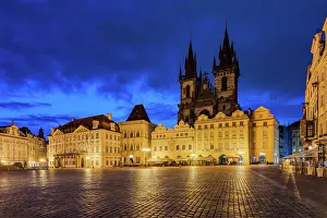 Town Square Prints: Old Town Square and Tyn Church, Prague, Czech Republic