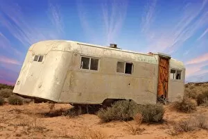 Wild West Gallery: Old Trailer Rusting in Mexican Desert