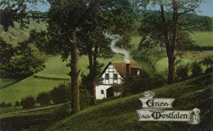 Greet Prints: Old Westphalian farmhouse, greeting from Westphalia