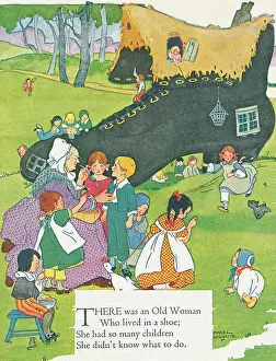 Nursery Rhyme Prints: There Was an Old Woman Who Lived in a Shoe