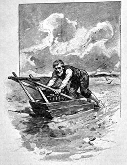 Images Dated 20th December 2017: Older man fishing for shells at sea - 1896