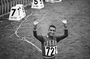 000 Meter Run Prints: Olympian Billy Mills Waving to Crowd