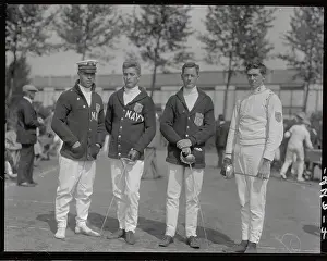 Antwerp Prints: Olympian Fencers Posing in Outdoor Scene